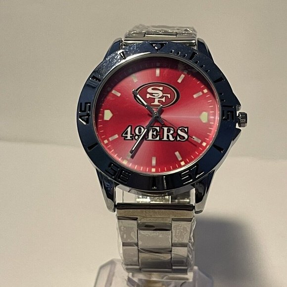 SAN FRANCISCO 49ERS NFL Team Logo Men's Stainless-Steel Silver Analog Watch NEW - Picture 10 of 11